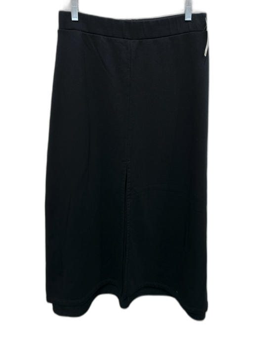 Cuyana Size M Black Cotton Elastic Waist Front Slit Sweatshirt Midi Skirt Black / M
