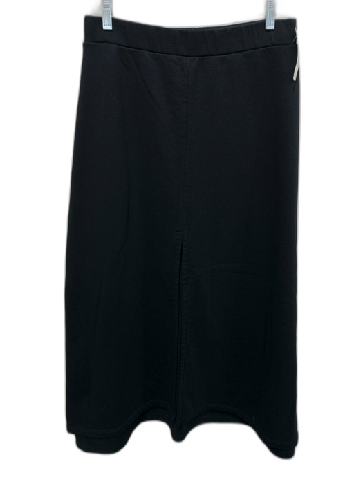 Cuyana Size M Black Cotton Elastic Waist Front Slit Sweatshirt Midi Skirt Black / M
