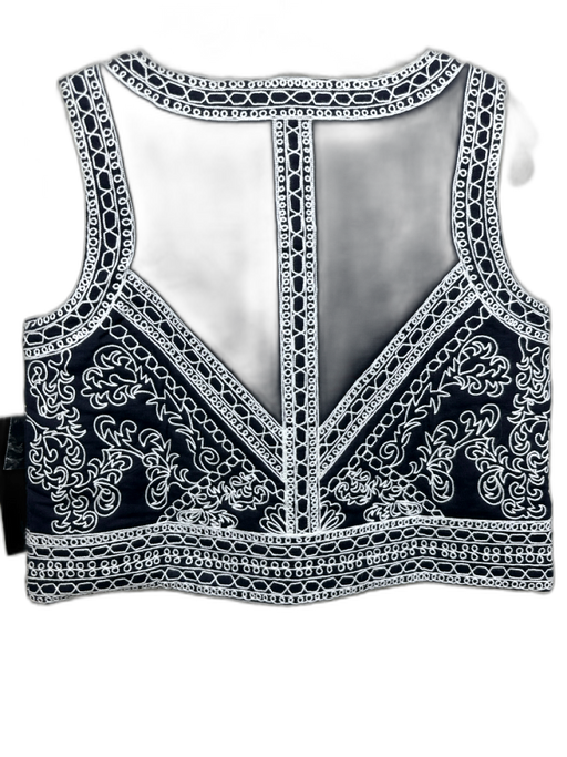 Tuckernuck Size M/S Navy Blue & White Cotton Buttons Embroidered Vest Pant Set Navy Blue & White / M/S