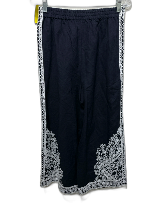 Tuckernuck Size M/S Navy Blue & White Cotton Buttons Embroidered Vest Pant Set Navy Blue & White / M/S