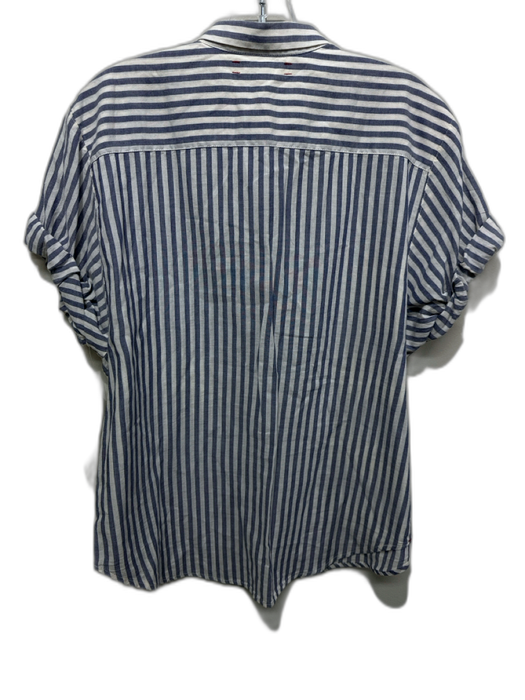 XiRENA Size XS Blue & White Cotton Short Sleeve Stripes Blouse Top Blue & White / XS