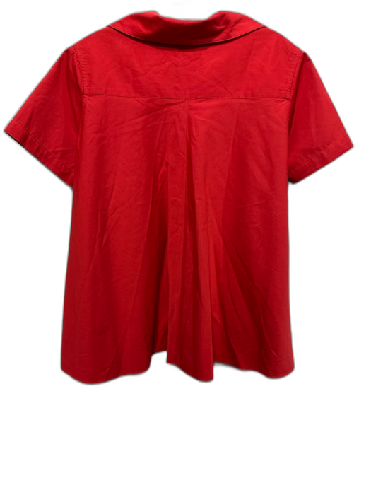 Ann Mashburn Size S Red Cotton Short Sleeve 1/4 Button Collar Top Red / S