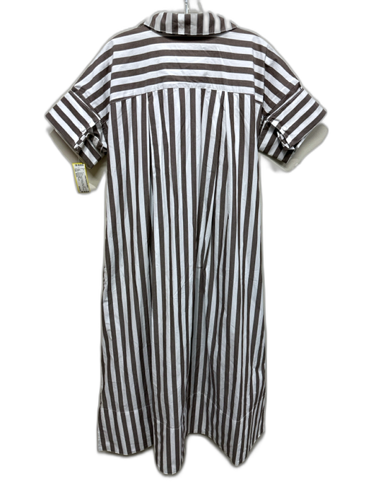 Banana Republic Size XS/S Brown & White Cotton Short Sleeve Stripe Midi Dress Brown & White / XS/S