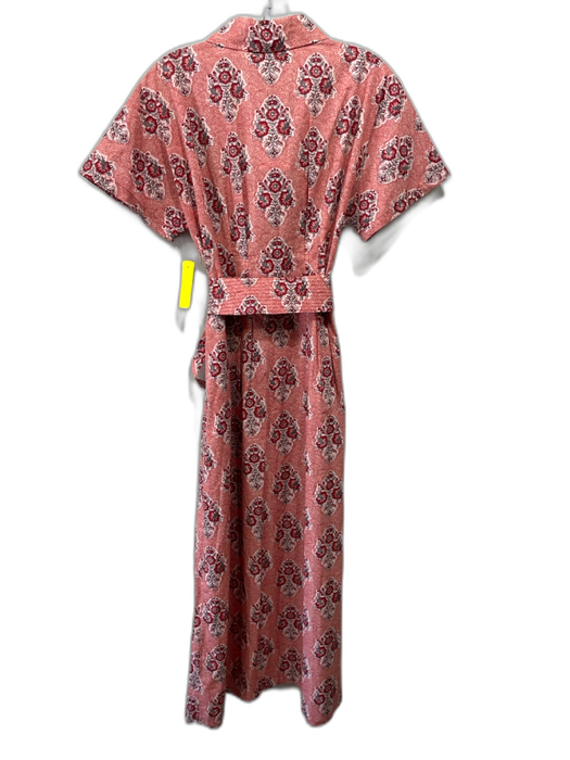 Tuckernuck Size S Red, Black, Pink Cotton Short Sleeve Floral Print Midi Dress Red, Black, Pink / S