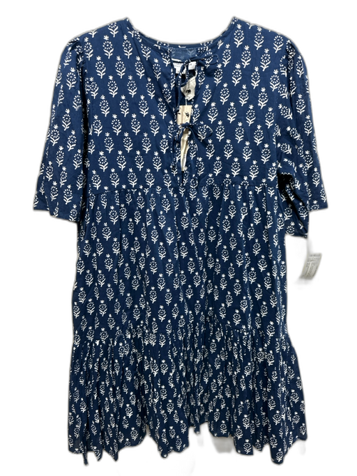 India Collection Emerson Fry Size XS/S Dark Blue & White Cotton Dress Dark Blue & White / XS/S