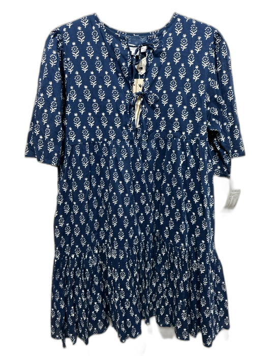 India Collection Emerson Fry Size XS/S Dark Blue & White Cotton Dress Dark Blue & White / XS/S