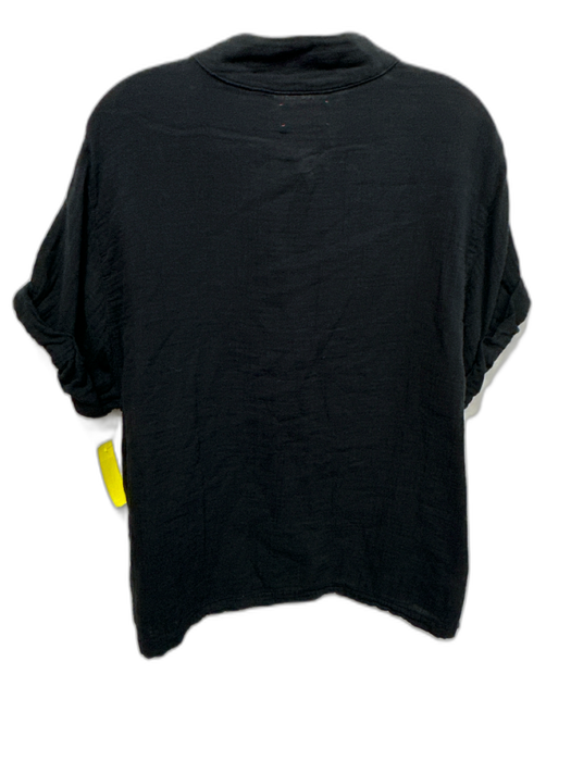 XiRENA Size S Black Cotton Gauze Short Sleeve V Neck Top Black / S