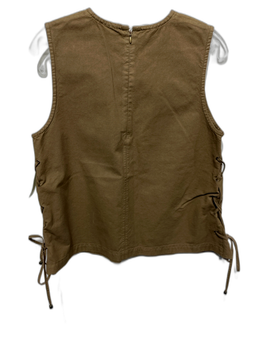 Ann Mashburn Size M Brown Cotton Sleeveless Lace Up sides Top Brown / M