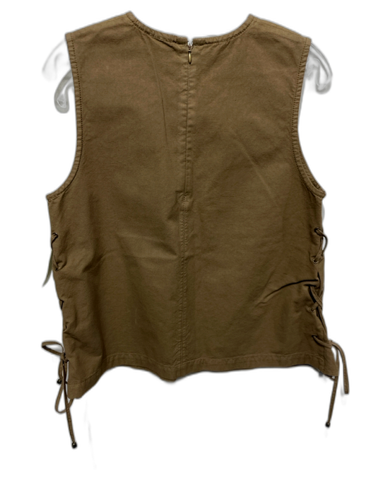 Ann Mashburn Size M Brown Cotton Sleeveless Lace Up sides Top Brown / M