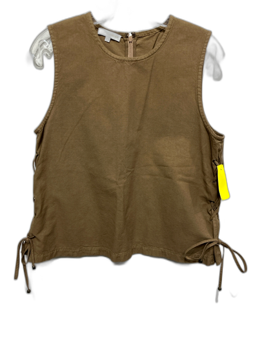 Ann Mashburn Size M Brown Cotton Sleeveless Lace Up sides Top Brown / M
