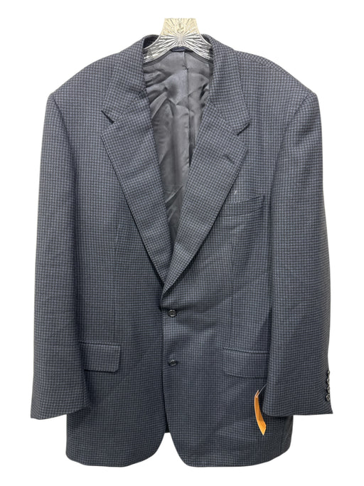 Miller Brothers Navy & Blue Wool Houndstooth 2 Button Men's Blazer Navy & Blue / Est 46