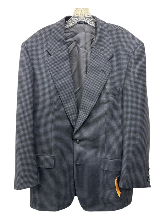 Miller Brothers Navy & Blue Wool Houndstooth 2 Button Men's Blazer Navy & Blue / Est 46