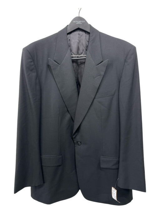 Miller Brothers Black Wool Blend Solid Peak Lapel Tuxedo Men's Suit Black / Est 46