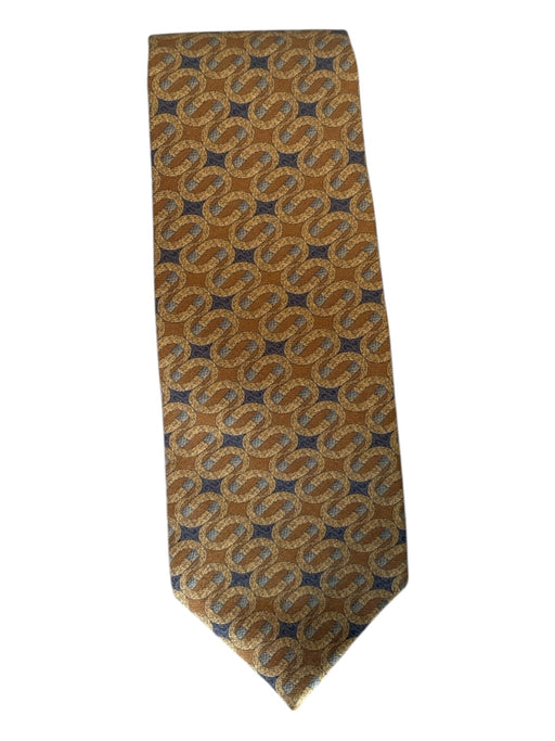 Miller Brothers Tan & Blue Silk Blend Circles Men's Ties Tan & Blue