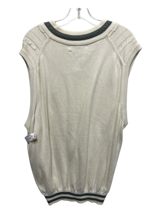 Lyle & Scott Size Est XL Off White & Gray Cotton Blend Cable Knit Vest Sweater Off White & Gray / Est XL