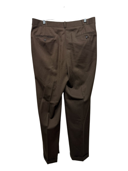 Miller Brothers Size Est 36 Brown Wool Solid Dress Pleated Men's Pants Brown / Est 36