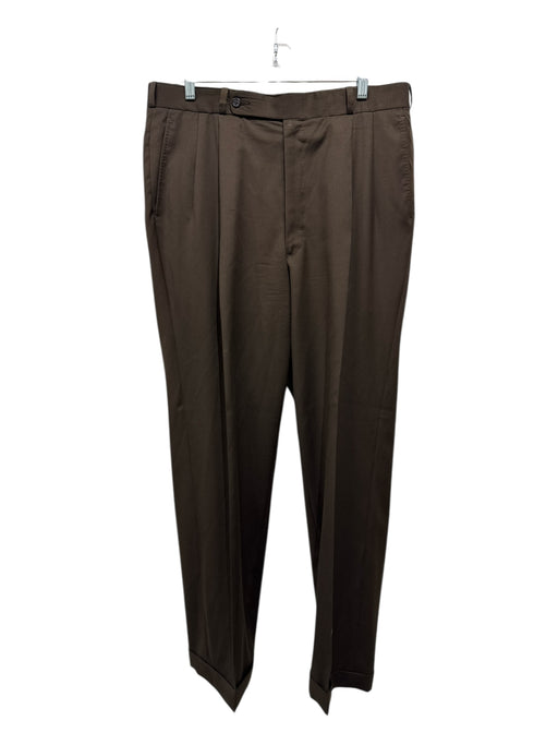 Miller Brothers Size Est 36 Brown Wool Solid Dress Pleated Men's Pants Brown / Est 36