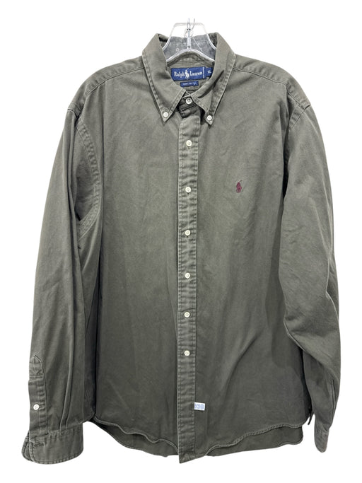 Ralph Lauren Size XL Olive Green Cotton Solid Button up Men's Long Sleeve Shirt Olive Green / XL