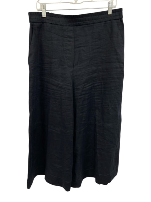 COS Size 42/M Black Linen Elastic Waist Wide Leg Pockets Drawstring Waist Pants Black / 42/M