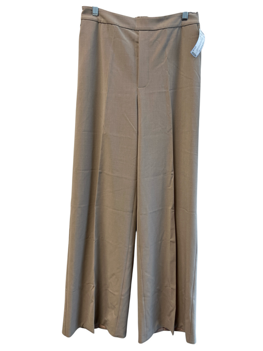 Nordstrom Size 10 Khaki Polyester Blend Elastic Waist High Rise Wide Leg Pants Khaki / 10