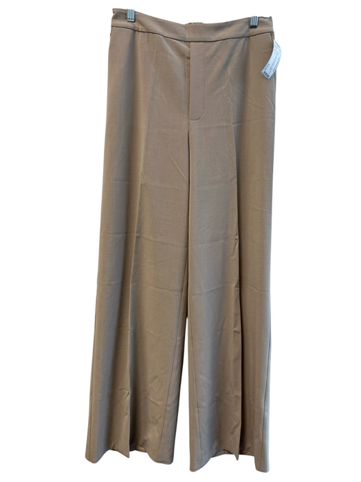 Nordstrom Size 10 Khaki Polyester Blend Elastic Waist High Rise Wide Leg Pants Khaki / 10