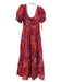 Farm for Anthropologie Size M Red & Multi Cotton Scoop Neck Back Zip Dress Red & Multi / M