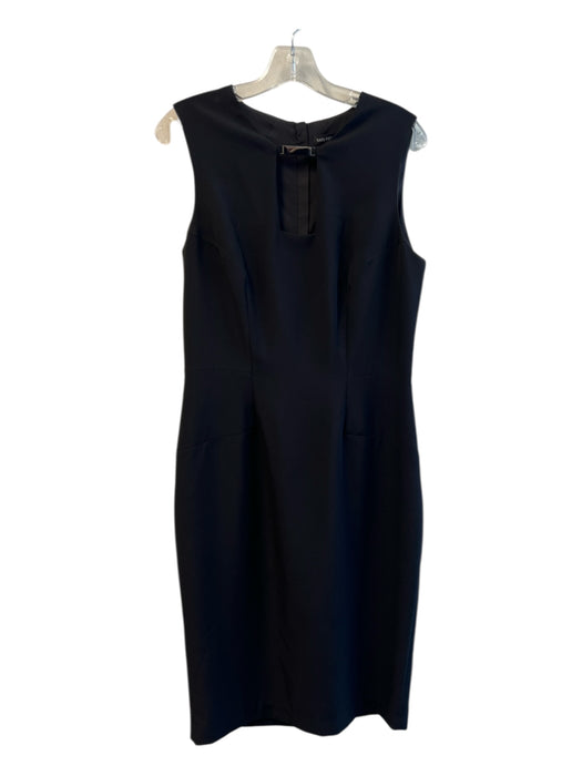 Saks Fifth Avenue Size 12 Black Polyester Square Keyhole Sleeveless Dress Black / 12