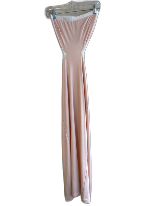 Princess Polly Size 4 Cream & pink Polyester Ribbed Knit Strapless Bodycon Dress Cream & pink / 4