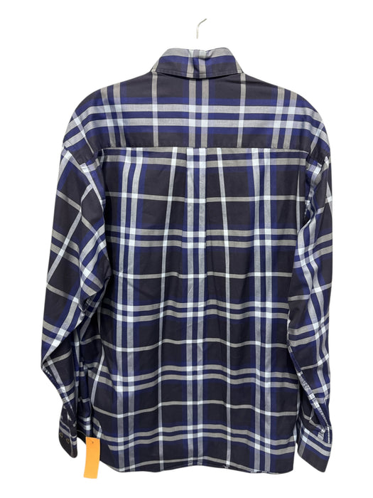 Burberry Size M Navy & Blue Cotton Nova Check Button Up Men's Long Sleeve Shirt Navy & Blue / M