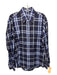 Burberry Size M Navy & Blue Cotton Nova Check Button Up Men's Long Sleeve Shirt Navy & Blue / M