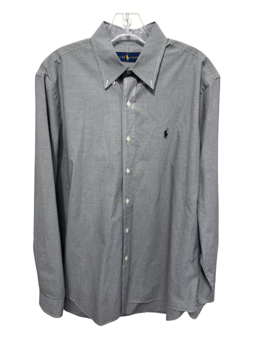 Ralph Lauren Size L Black & White Cotton Micro Gingham Men's Long Sleeve Shirt Black & White / L
