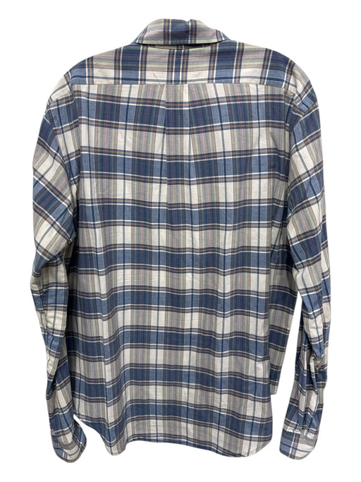 Ralph Lauren Size L Blue & Tan Cotton Blend Plaid Button Up Long Sleeve Shirt Blue & Tan / L