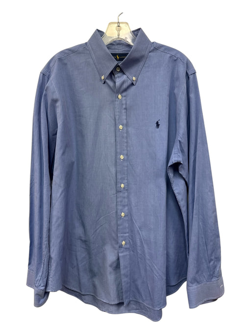 Ralph Lauren Size L Blue Cotton Solid Button Up Men's Long Sleeve Shirt Blue / L
