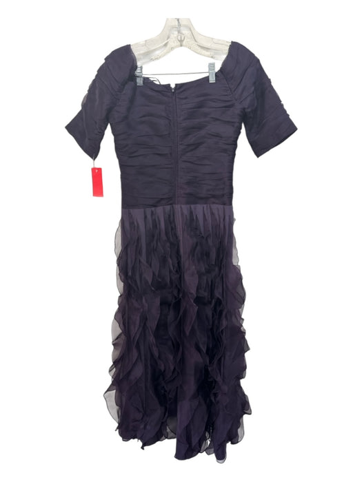 Rickie Freeman for Teri Jon Size 4 Purple Short Sleeve Tiered Scoop Neck Gown Purple / 4