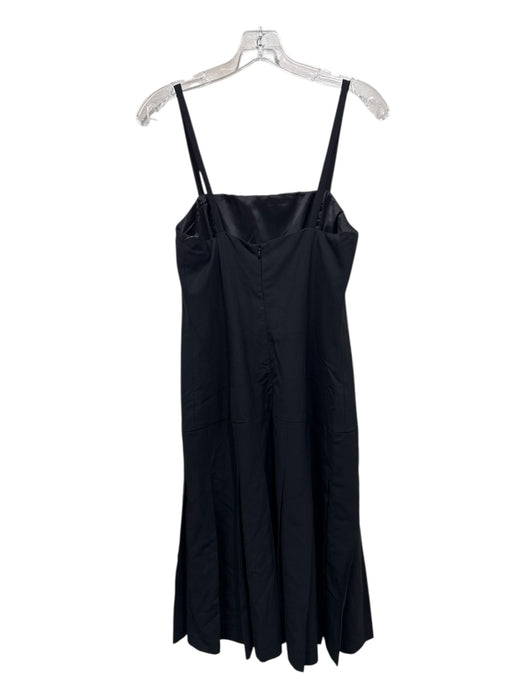 Theory Size 8 Black Wool Blend Spaghetti Strap Pleated Drop Waist Dress Black / 8