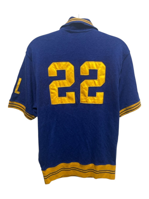 Polo NWT Size S Blue & Yellow Cotton Blend Varsity Button Up Men's Short Sleeve Blue & Yellow / S