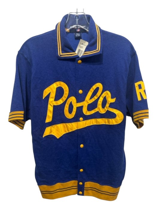 Polo NWT Size S Blue & Yellow Cotton Blend Varsity Button Up Men's Short Sleeve Blue & Yellow / S