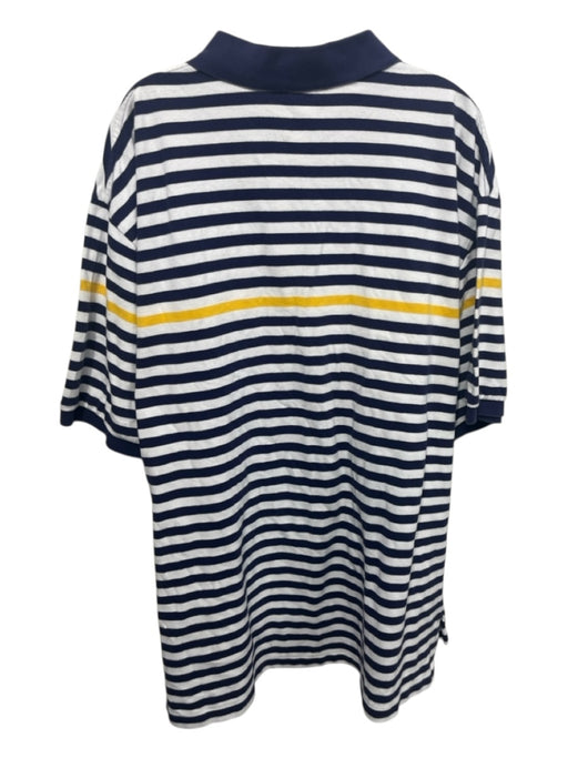 Polo Size 3XB Blue & Yellow Cotton Striped Polo Men's Jacket Blue & Yellow / 3XB