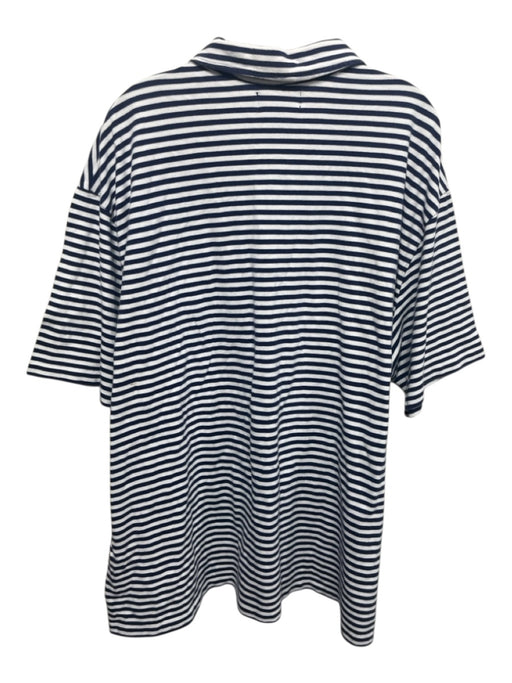 Polo Size 3XB White & Blue Cotton Striped Polo Men's Jacket White & Blue / 3XB