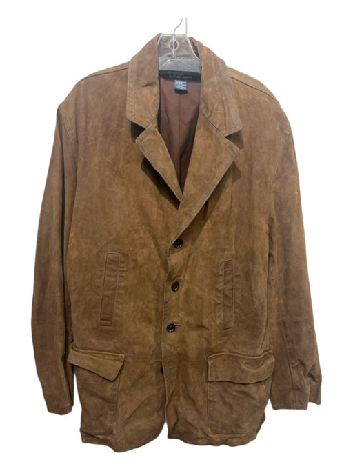 Polo Size XXL Brown Leather Solid 3 button Men's Jacket Brown / XXL