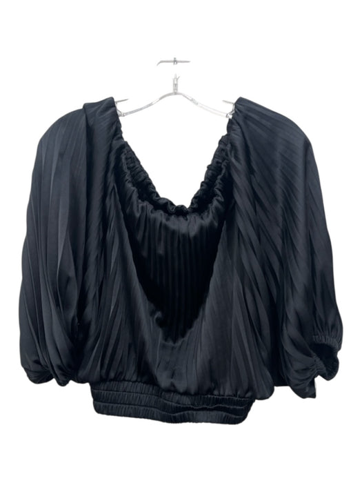 A.L.C. Size XS Black Polyester 1/2 Balloon Sleeve Pleated Off Shoulder Top Black / XS