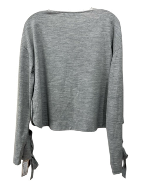 Helmut Lang Size S Gray Wool Long Sleeve Heathered Boat Neck Bow Detail Top Gray / S