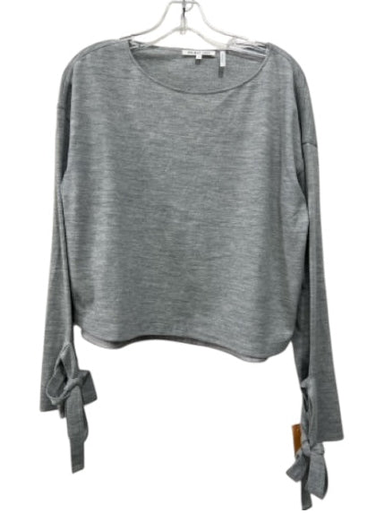 Helmut Lang Size S Gray Wool Long Sleeve Heathered Boat Neck Bow Detail Top Gray / S