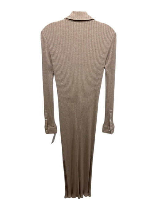 Theory Size P Beige Missing Fabric Tag Ribbed Knit Button Front Collared Dress Beige / P