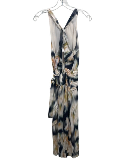 Reiss Size 2 Beige, Black & Orange Viscose Abstract Print Sleeveless Dress Beige, Black & Orange / 2