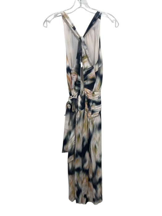 Reiss Size 2 Beige, Black & Orange Viscose Abstract Print Sleeveless Dress Beige, Black & Orange / 2