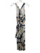 Reiss Size 2 Beige, Black & Orange Viscose Abstract Print Sleeveless Dress Beige, Black & Orange / 2