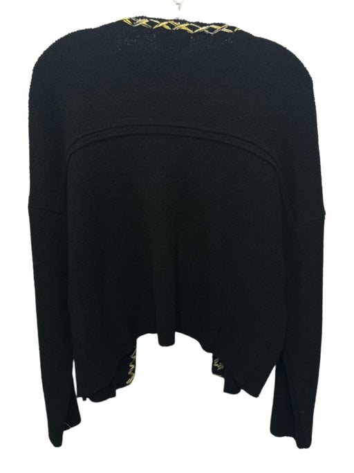 Bimba Y Lola Size S Black & Yellow Missing Fabric Tag Knit Open Front Jacket Black & Yellow / S
