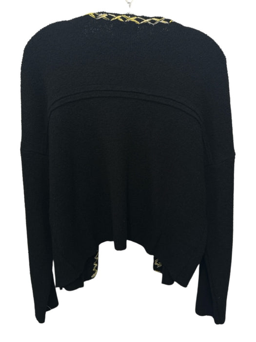 Bimba Y Lola Size S Black & Yellow Missing Fabric Tag Knit Open Front Jacket Black & Yellow / S