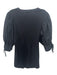 Ulla Johnson Size S Black Cotton Fabric Block Ribbed Short Puff Sleeve Top Black / S